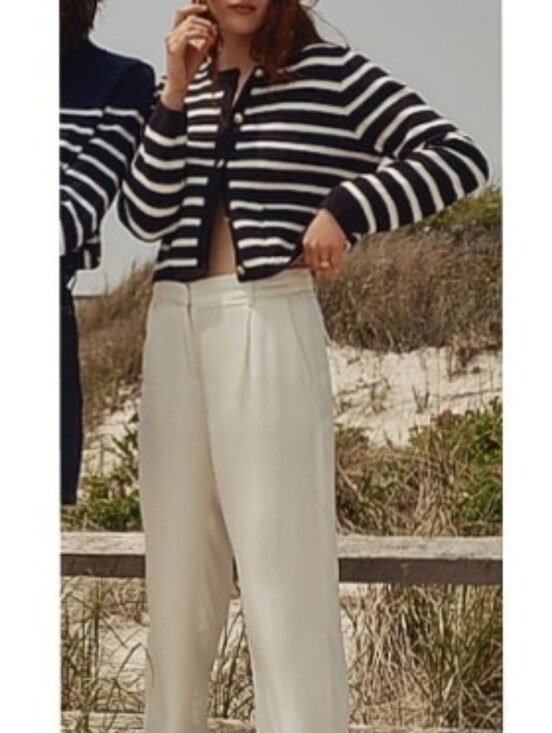 J. Crew Pants - J.Crew White Linen-Blend Straight Leg Pleated Trousers Size 8 Petite
